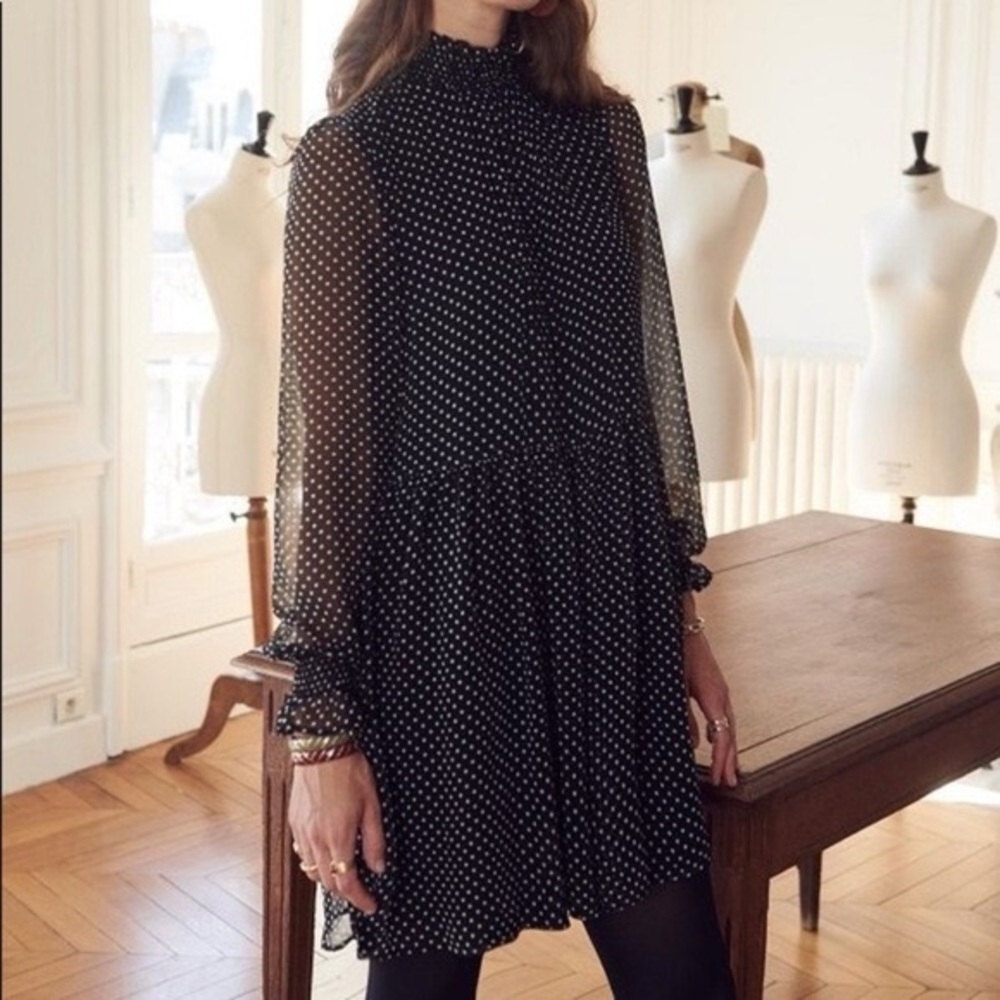 Black Silk Sezane Olivia Dress